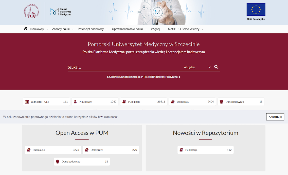 Omega-PSIR implementation homepage for Pomorski Uniwersytet Medyczny w Szczecinie