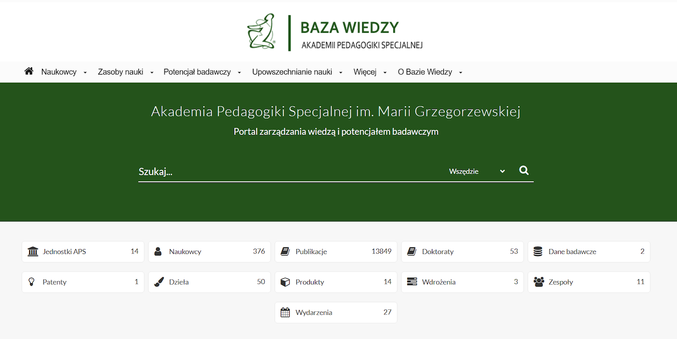 Omega-PSIR implementation homepage for Akademia Pedagogiki Specjalnej im. Marii Grzegorzewskiej w Warszawie