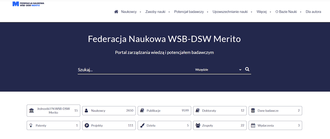 Omega-PSIR implementation homepage for Federacja Naukowa WSB-DSW Merito