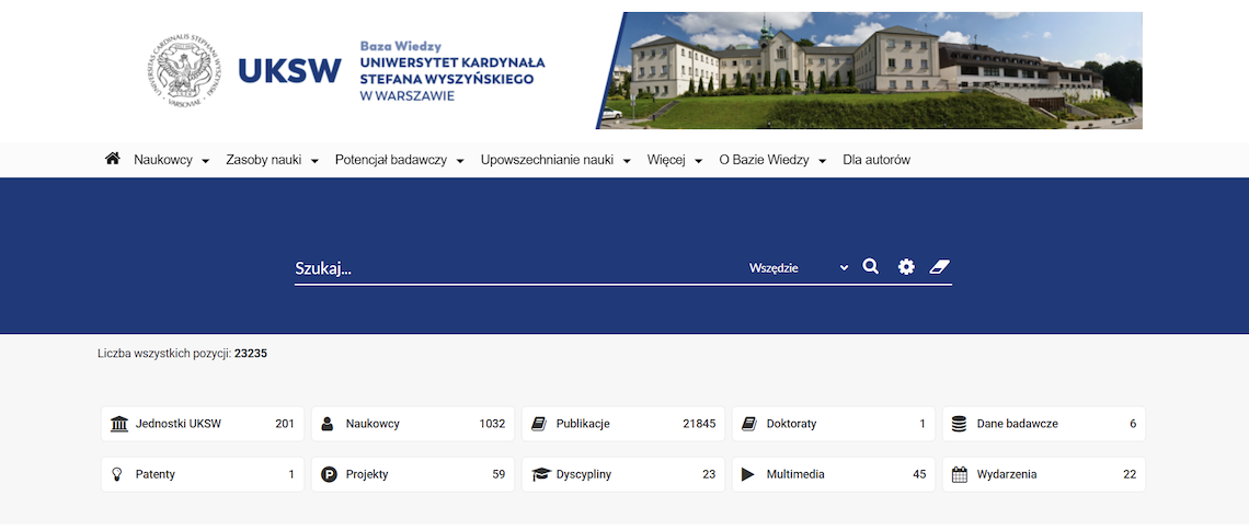 Omega-PSIR implementation homepage for Uniwersytet Kardynała Stefana Wyszyńskiego w Warszawie