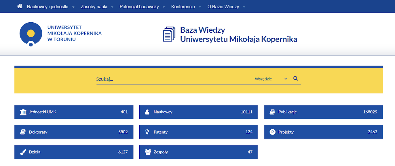 Omega-PSIR implementation homepage for Uniwersytet Mikołaja Kopernika w Toruniu