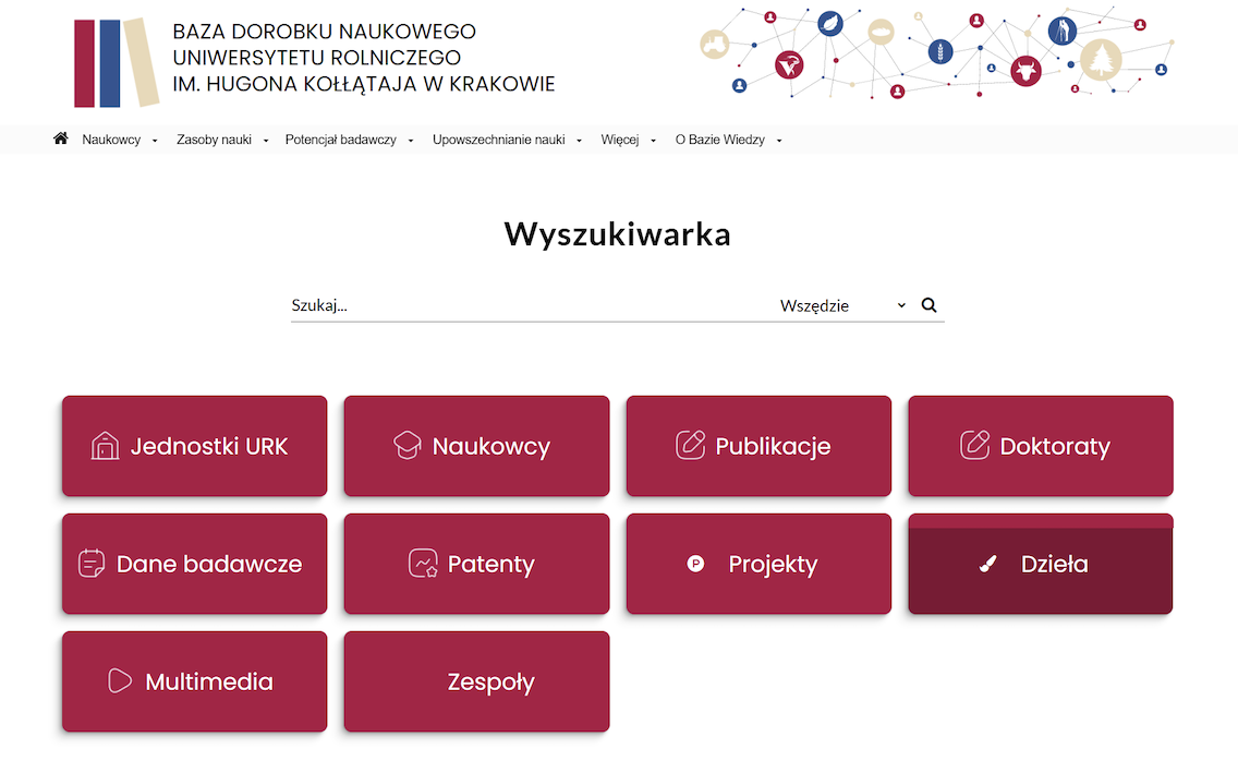 Omega-PSIR implementation homepage for Uniwersytet Rolniczy im. Hugona Kołłątaja w Krakowie